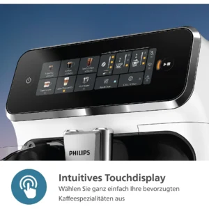 Kaffeevollautomat PHILIPS Serie 3300 LatteGo Weiß/Klavierlack-Schwarz