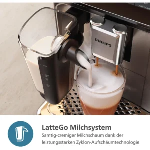 Kaffeevollautomat PHILIPS Serie 3300 LatteGo Weiß/Klavierlack-Schwarz