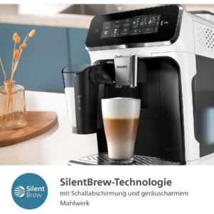 Kaffeevollautomat PHILIPS Serie 3300 LatteGo Weiß/Klavierlack-Schwarz