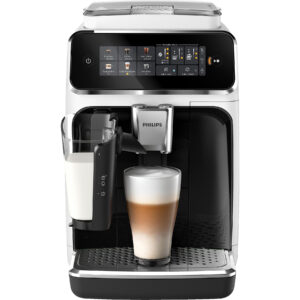 Kaffeevollautomat PHILIPS Serie 3300 LatteGo Weiß/Klavierlack-Schwarz