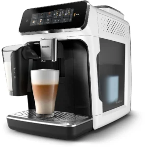 Kaffeevollautomat PHILIPS Serie 3300 LatteGo Weiß/Klavierlack-Schwarz
