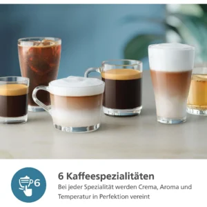 Kaffeevollautomat PHILIPS Serie 3300 LatteGo Weiß/Klavierlack-Schwarz