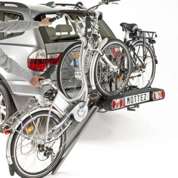 Porte-vélo 2 vélos électriques plateforme sur attelage rabattable ZEUS V2